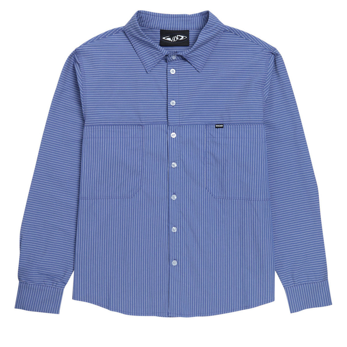 WKND Office Stripes RR Long Sleeve Shirt - Blue image 1