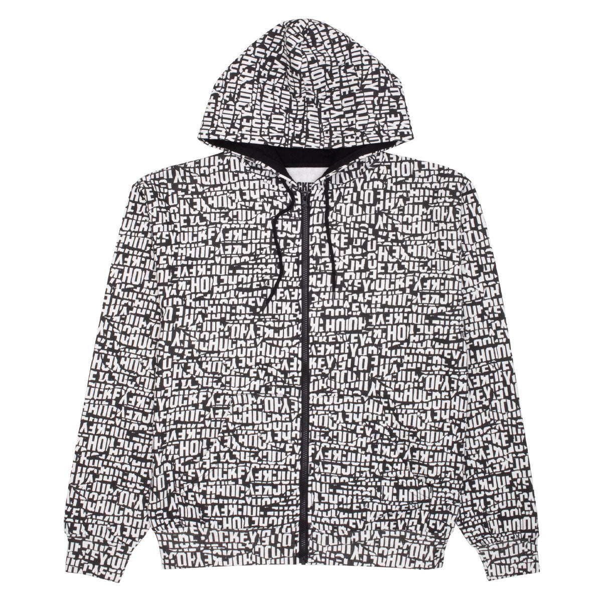 Hockey Torn Zip Hoodie - Black image 1