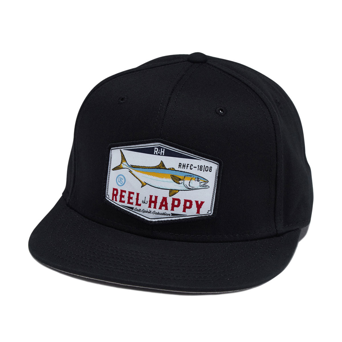 Reel Happy Yellowtail Snapback Hat - Black image 1