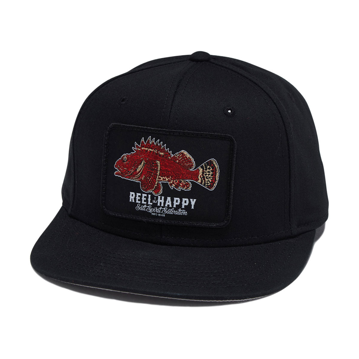 Reel Happy Sculpin Snapback Hat - Black image 1