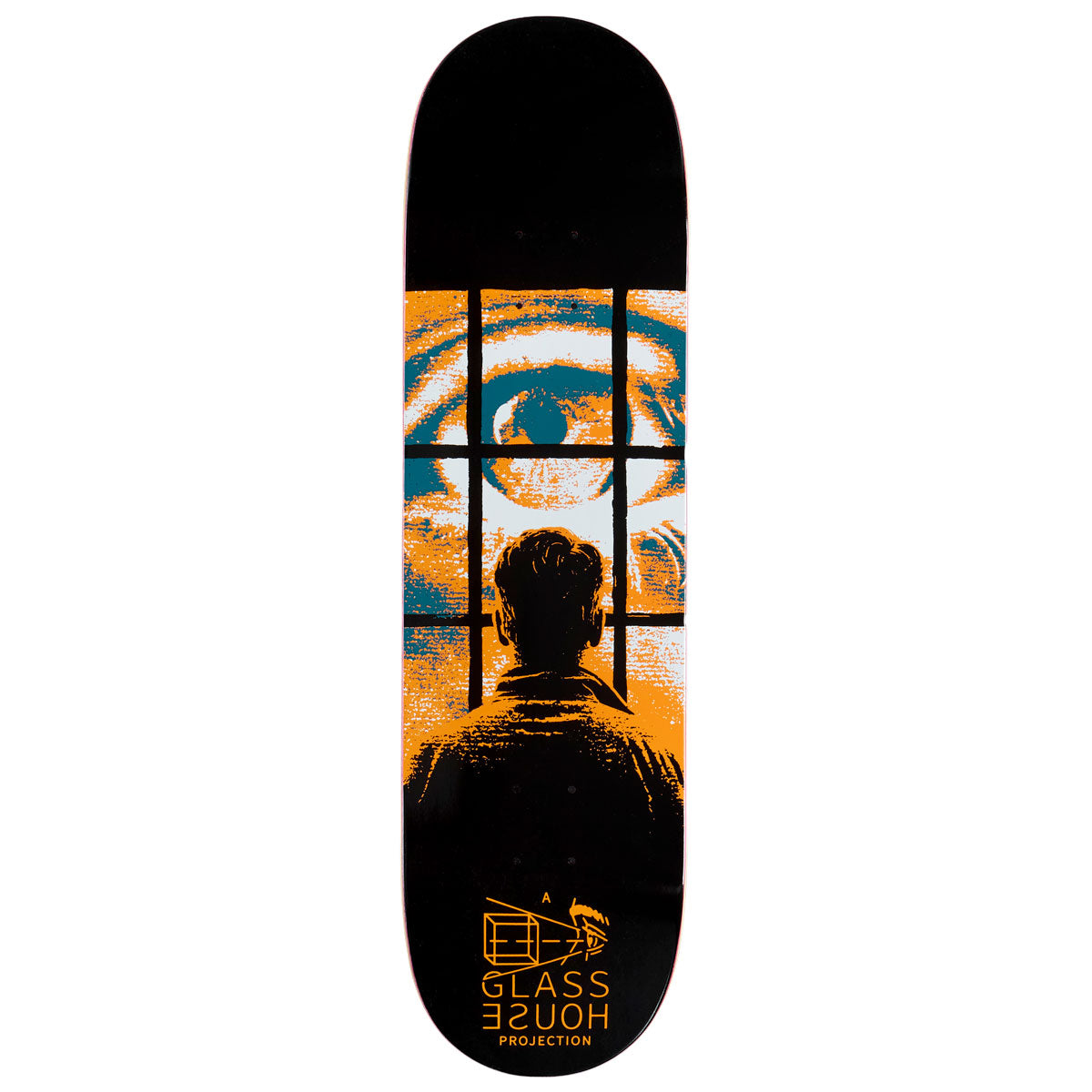 Glass House Eye Witness Skateboard Deck - Black/Orange - 8.50
