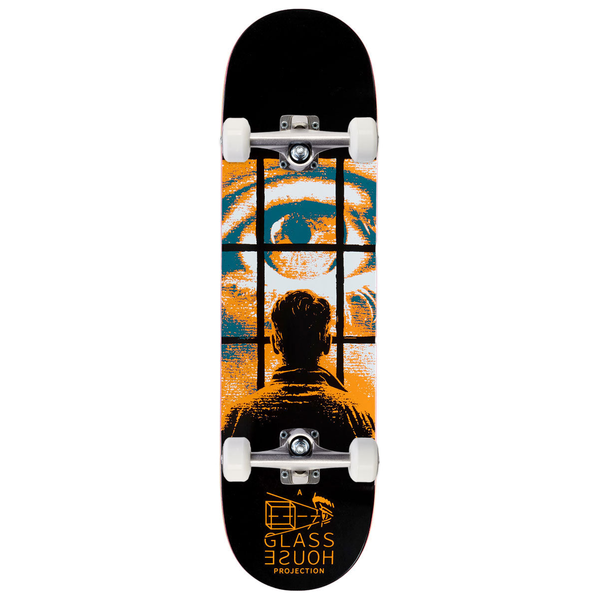 Glass House Eye Witness Skateboard Complete - Black/Orange - 8.50