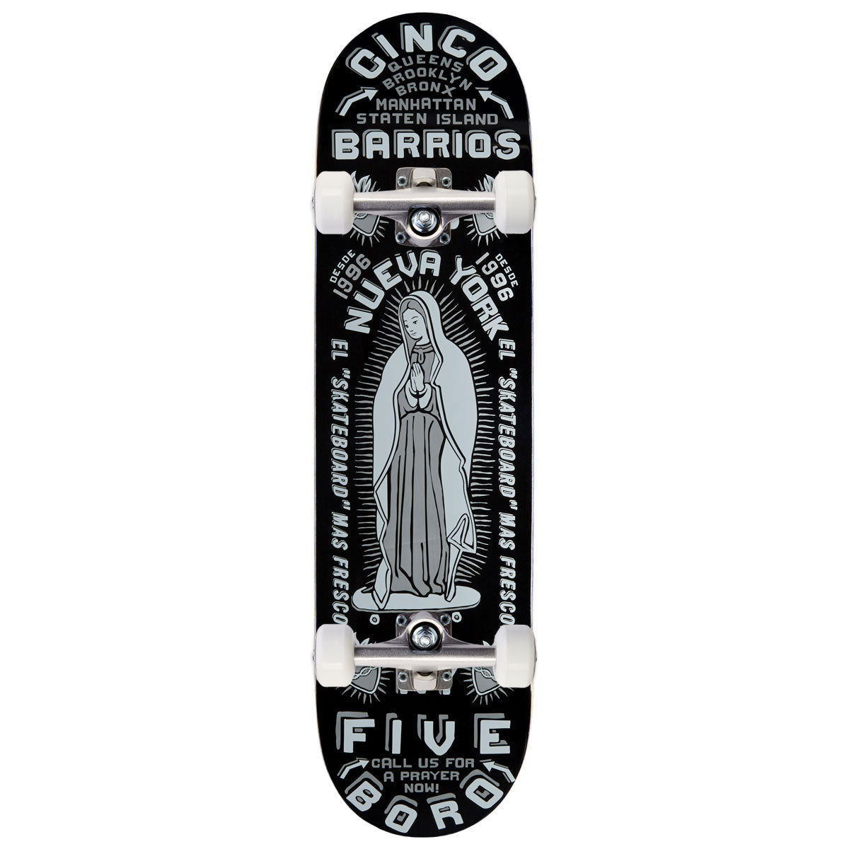 5Boro Cinco Barrios Skateboard Complete - Black - 8.25