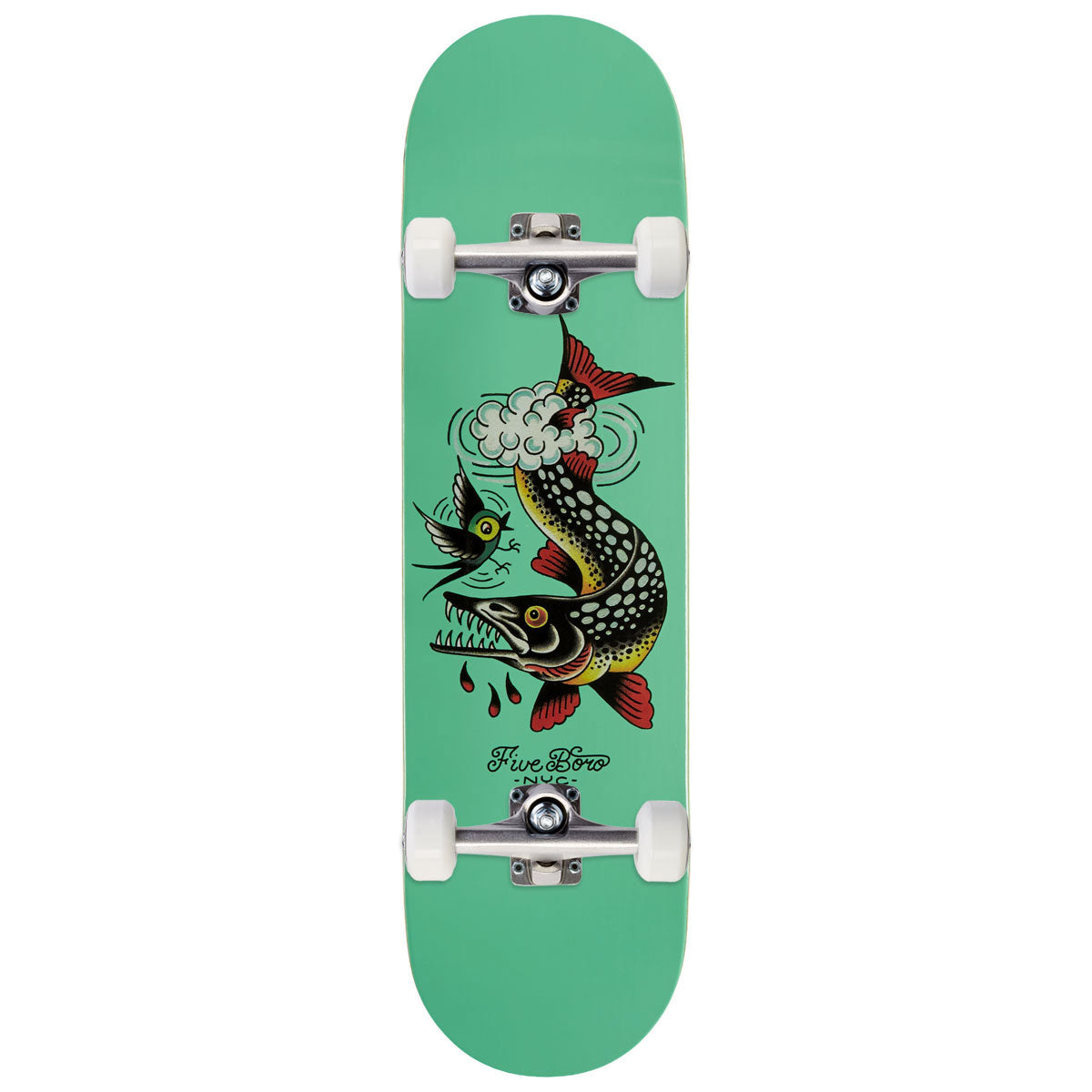 5Boro Fish Queens Pike Skateboard Complete - 8.375