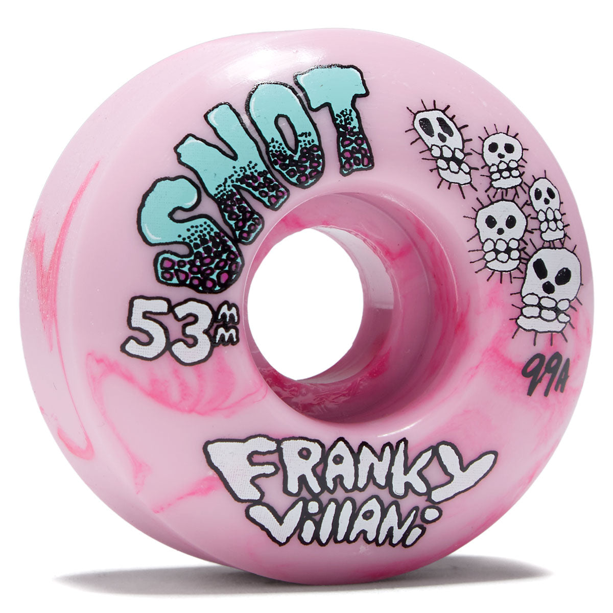 Snot Franky Villani Skulls Swirl 99a Skateboard Wheels - Pink - 53mm image 1