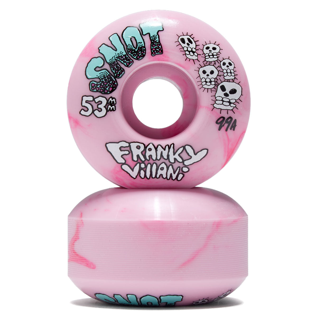 Snot Franky Villani Skulls Swirl 99a Skateboard Wheels - Pink - 53mm image 2
