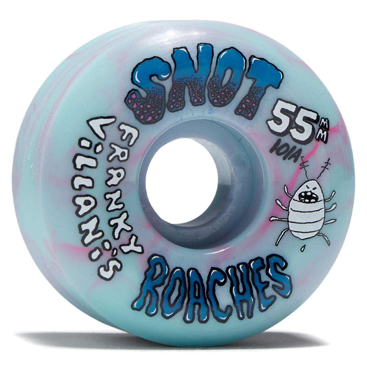 Snot Franky Villani's Roaches Swirl 99a Skateboard Wheels - Pink/Teal - 55mm image 1