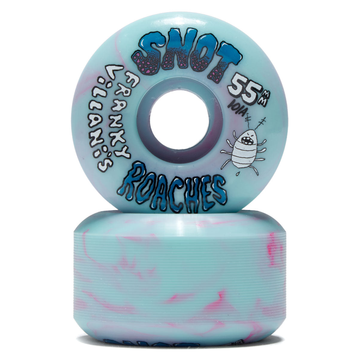 Snot Franky Villani's Roaches Swirl 99a Skateboard Wheels - Pink/Teal - 55mm image 2
