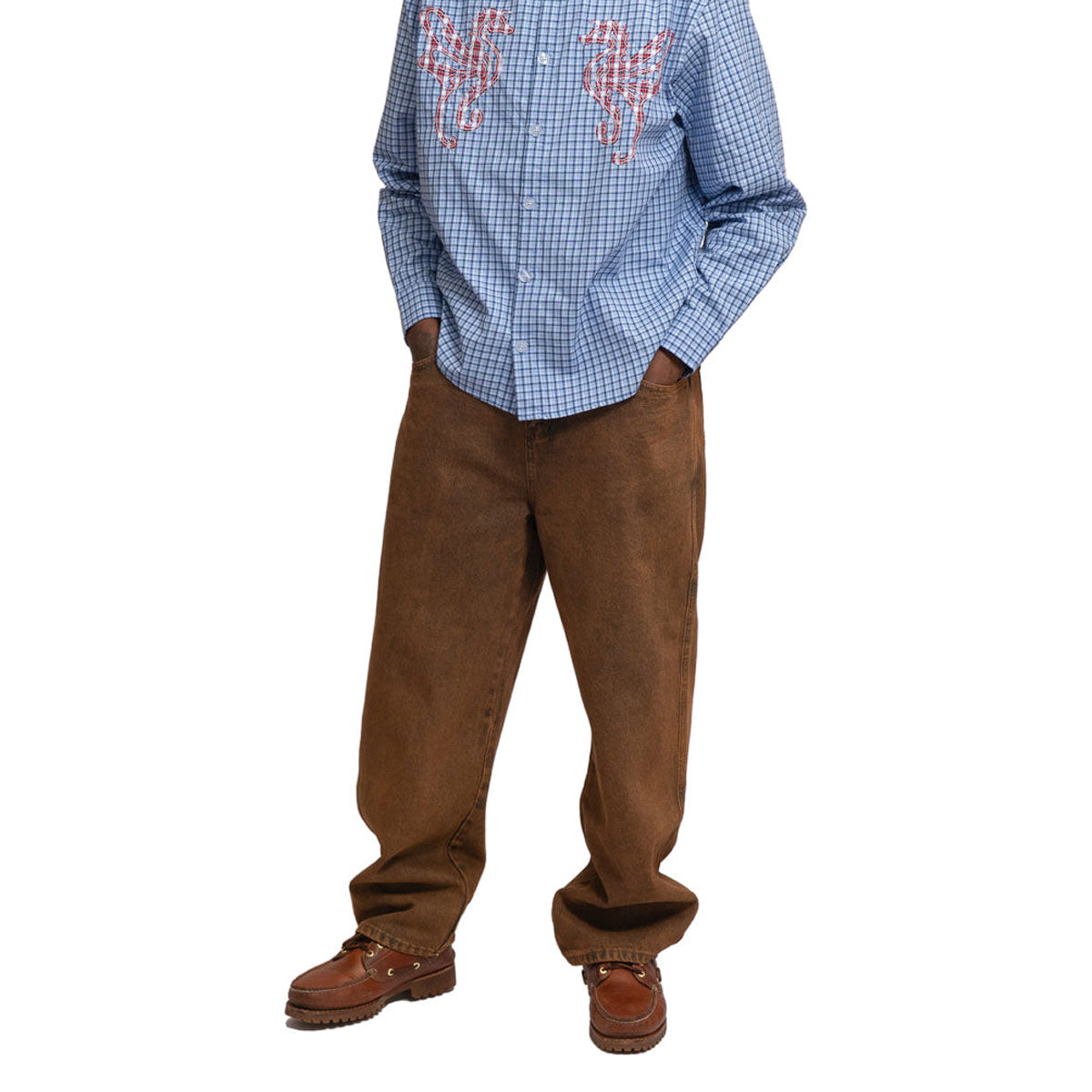 Hoddle Primary Logo Shirt - Gingham Blue image 3