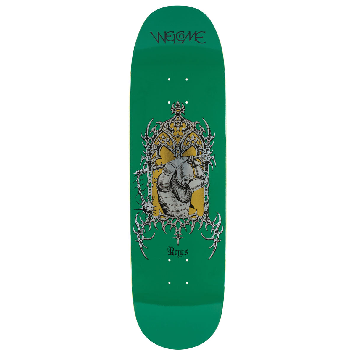 Welcome Flail Ryan Reyes On Baculus 2.0 Skateboard Deck - Green/Gold Foil - 9.00