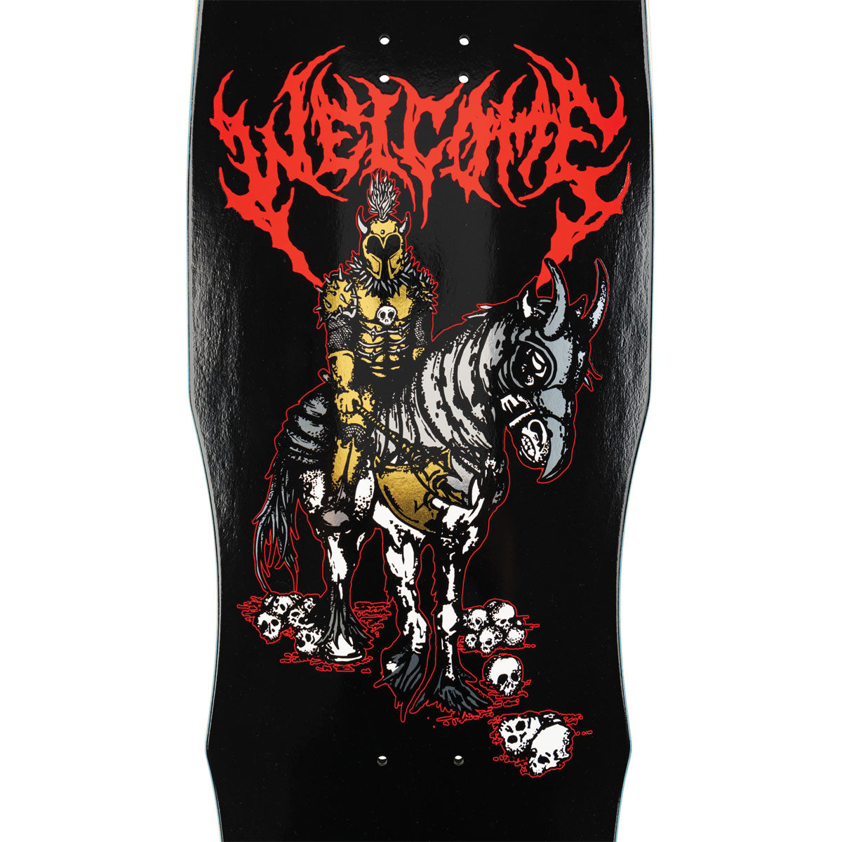Welcome Rider On Dark Lord Skateboard Deck - Black/Gold Foil - 9.75