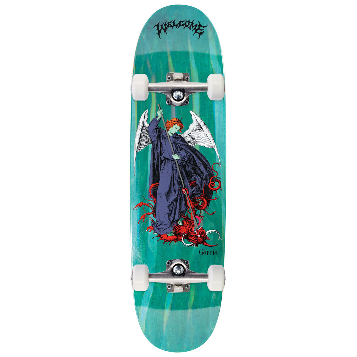 Welcome Spear On Son Of Boline Skateboard Complete - Teal Stain/Prism Foil - 8.80