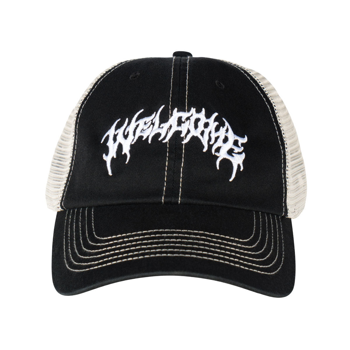 Welcome Barb Contrast Stitch Trucker Hat - Black image 3