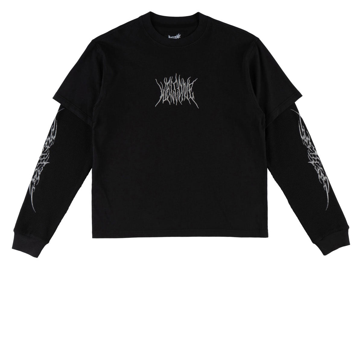 Welcome Caste Layered Long Sleeve Knit T-Shirt - Black/Grey image 1