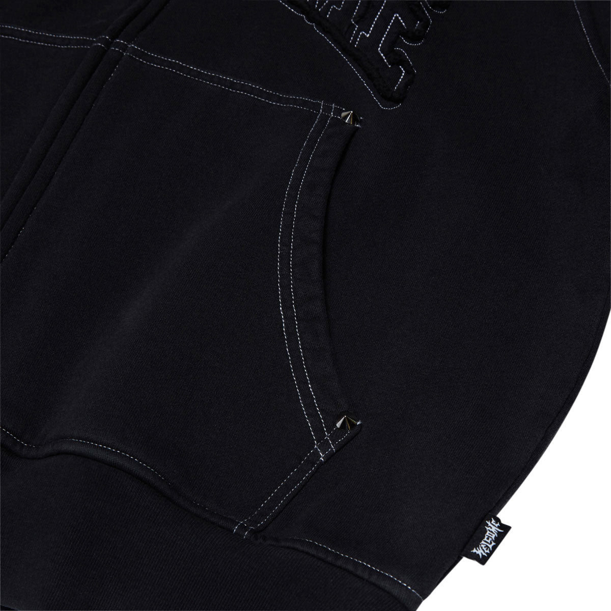 Welcome Kellen Cropped Stud Zip Hoodie - Black/White image 5
