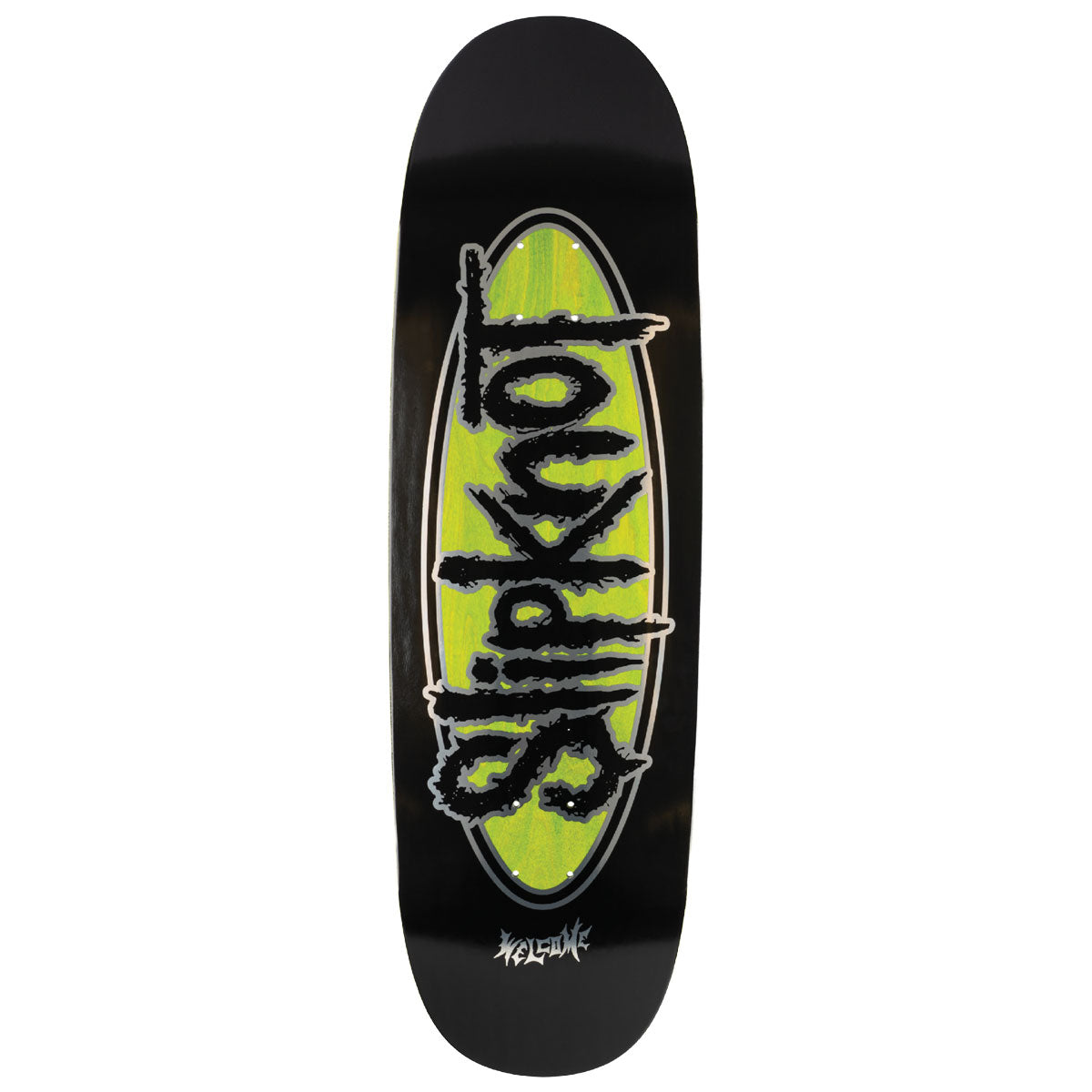 Welcome x Slipknot Oval Logo On Boline 2.0 Skateboard Deck - Black/Green Stain - 9.50
