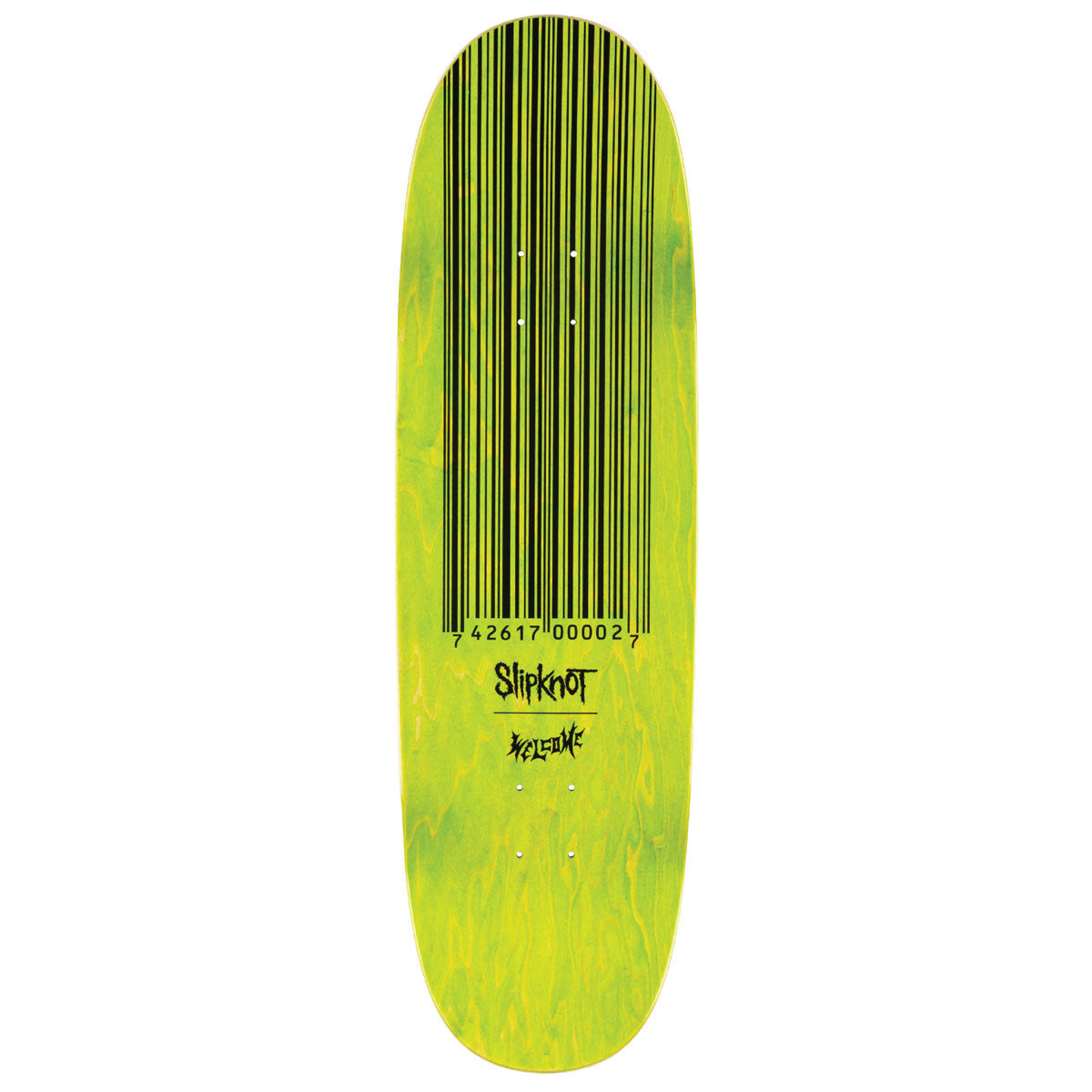 Welcome x Slipknot Oval Logo On Boline 2.0 Skateboard Deck - Black/Green Stain - 9.50