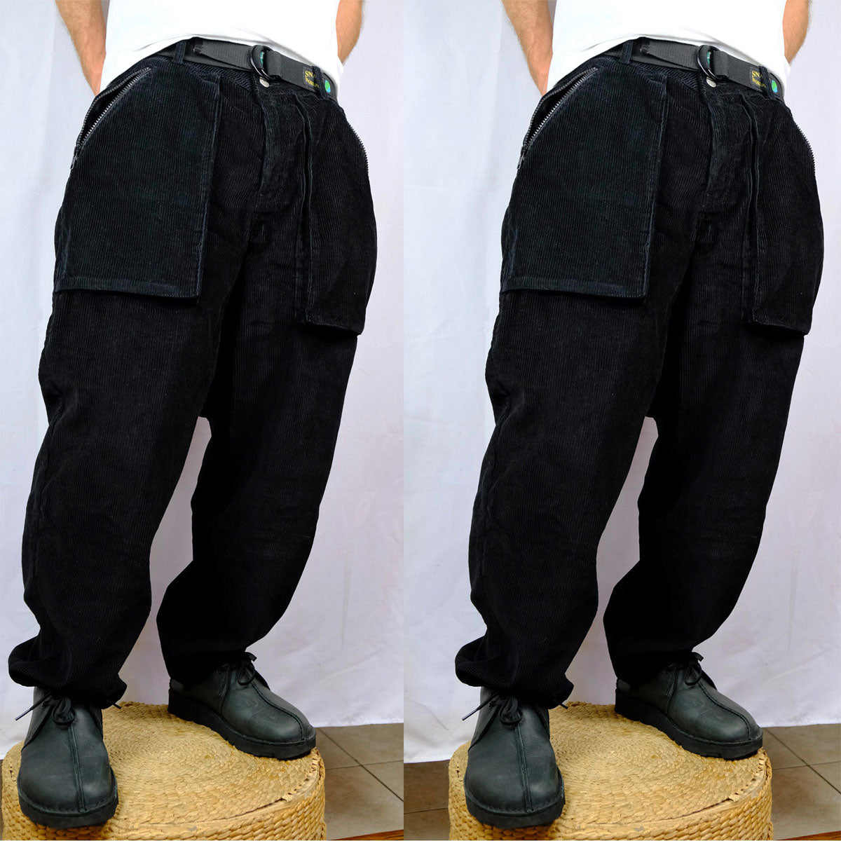 Snack Mic Check Corduroy Pants - Black image 5