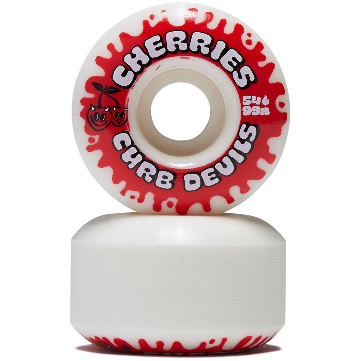 Cherries Curb Devils Classic Shape 99a Skateboard Wheels - White - 54mm image 2