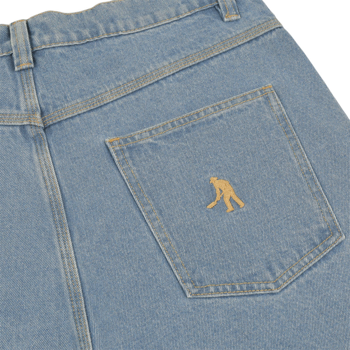 Passport Workers Club Jean Shorts - Washed Light Indigo image 4