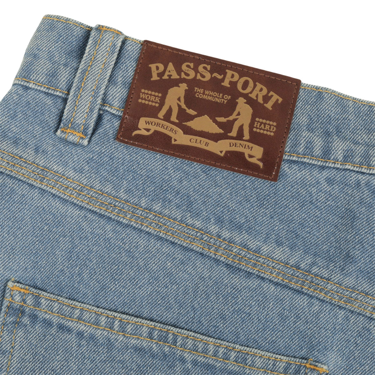 Passport Workers Club Jean Shorts - Washed Light Indigo image 5