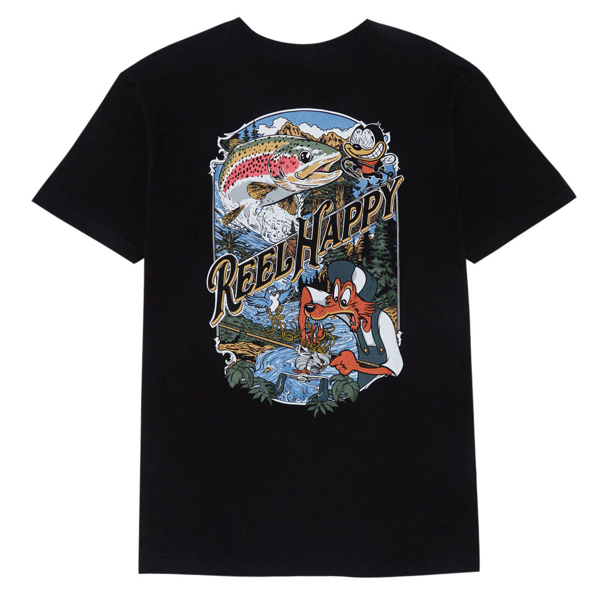 Reel Happy Birds Nest T-Shirt - Black image 1