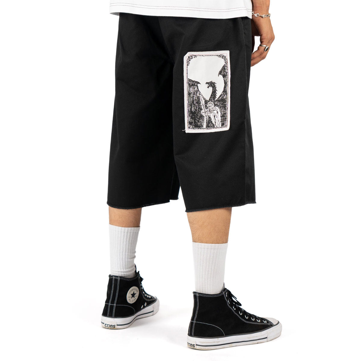 Welcome Shinner Cut-Off Twill Shorts - Black image 4