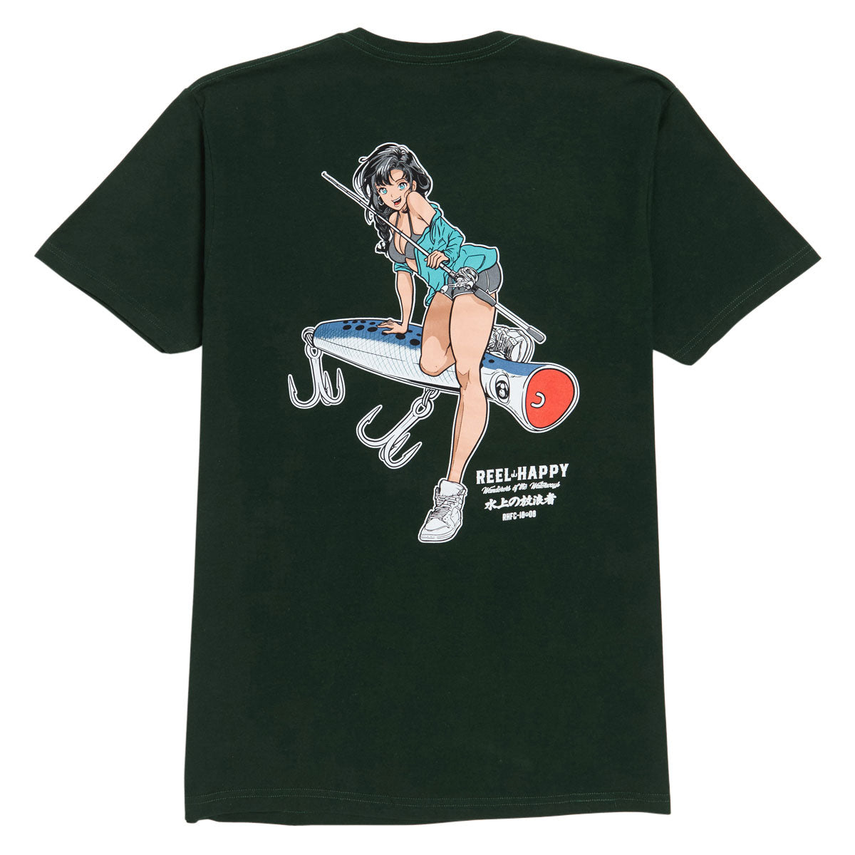 Reel Happy Popper T-Shirt - Forest Green image 1