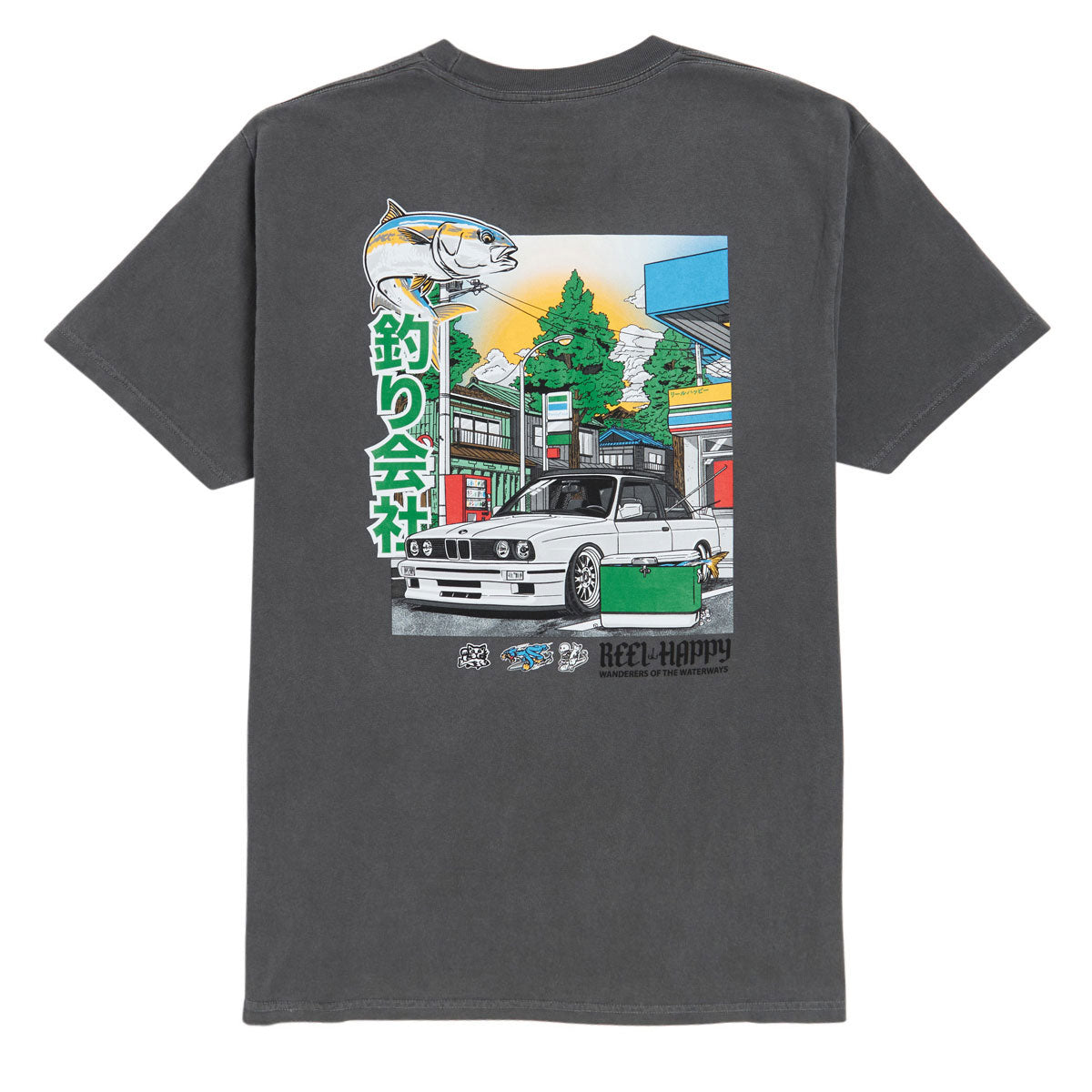 Reel Happy Cars and Fishing T-Shirt - Storm Grey Pigment image 1