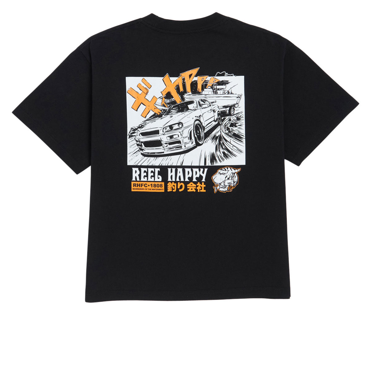 Reel Happy Road Trip Premium Oversized Crop T-Shirt - Limo Black image 1