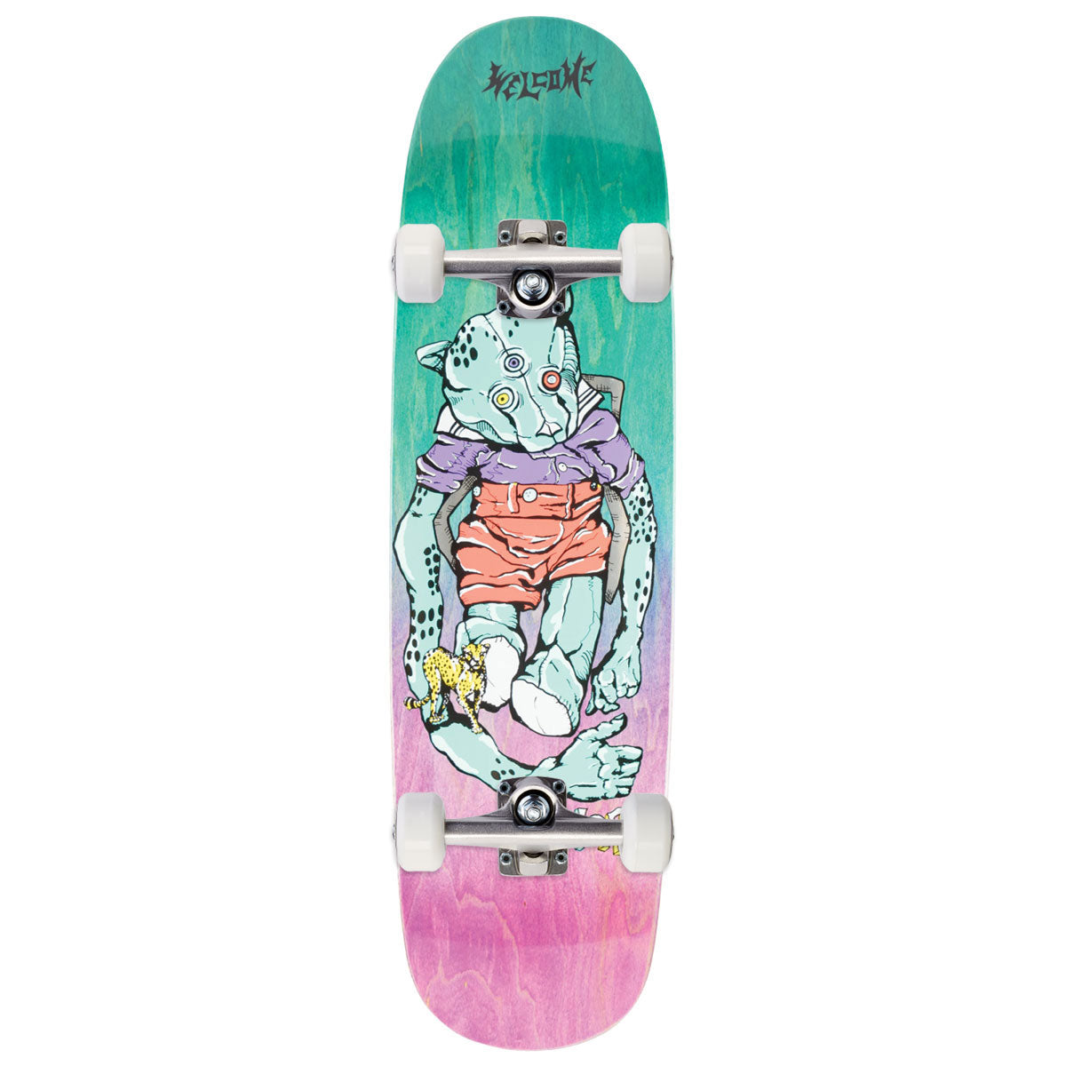 Welcome Teddy Nora Vasconcellos On Sphynx Skateboard Complete - Teal/Purple Gradient Stain - 8.80