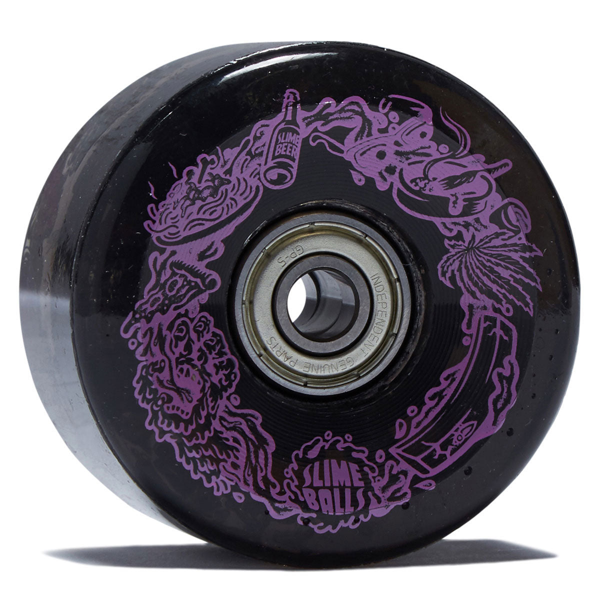 Slime Balls Neon Vomit Limited Edition Light Ups OG Slime 78a Skateboard Wheels - Black - 60mm image 1