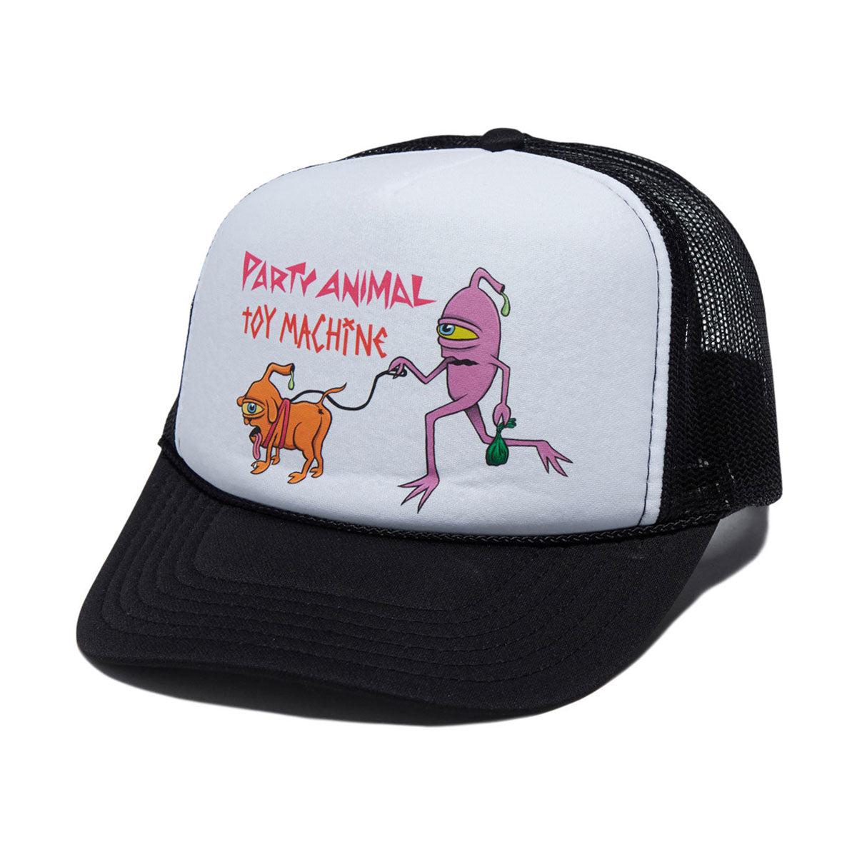 Party Animal x Toy Machine Sect Trucker Hat - Black/White image 1