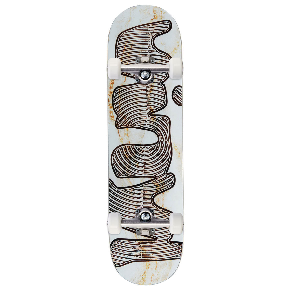 Vinyl Spiral Skateboard Complete - White Marble - 8.50