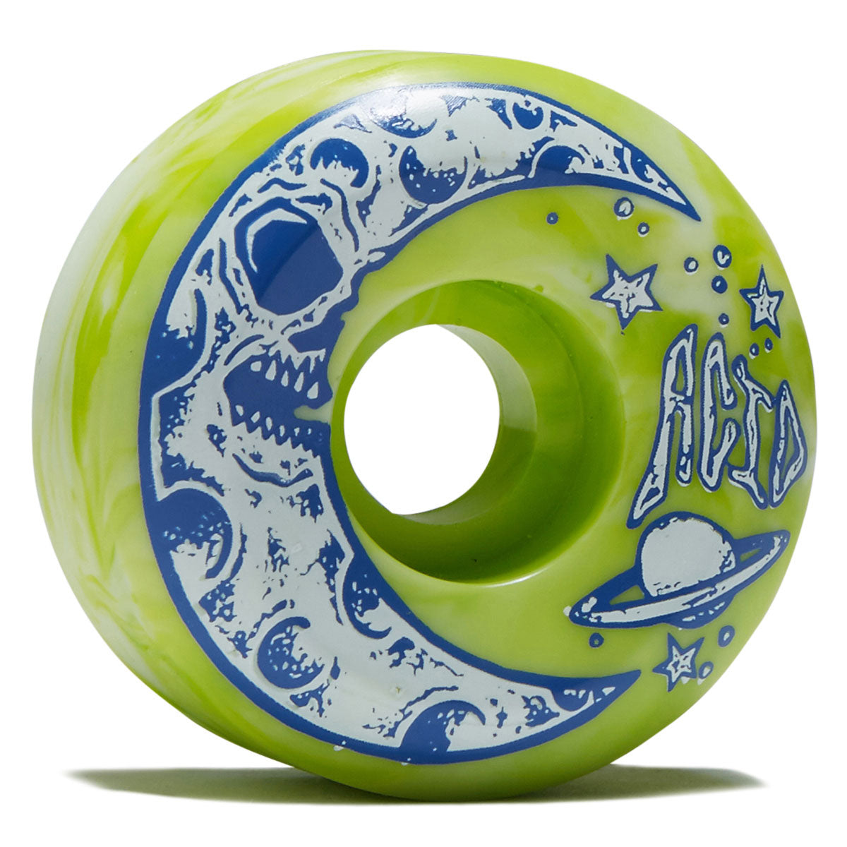 Acid Moon Type A 99a Side Cut Skateboard Wheels - Green/White Swirl - 54mm image 1