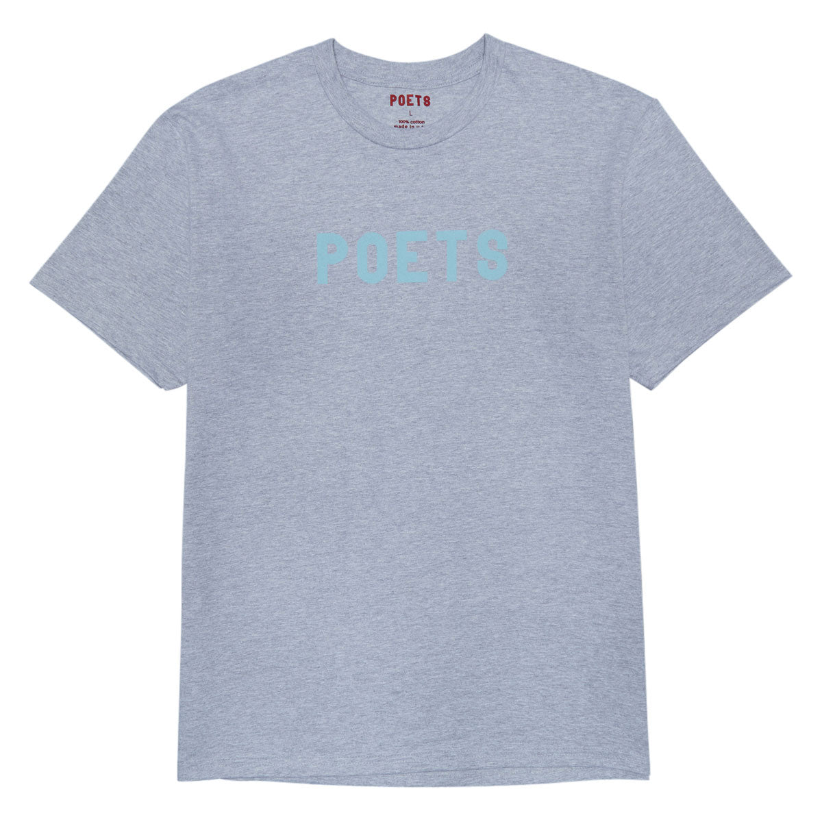 Poets OG Flocked T-Shirt - Heather Grey/Blue Flocking image 1