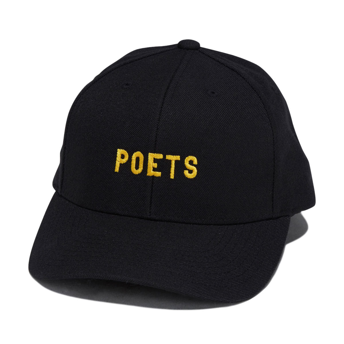 Poets Embroidered Cloth Snapback Hat - Black image 1