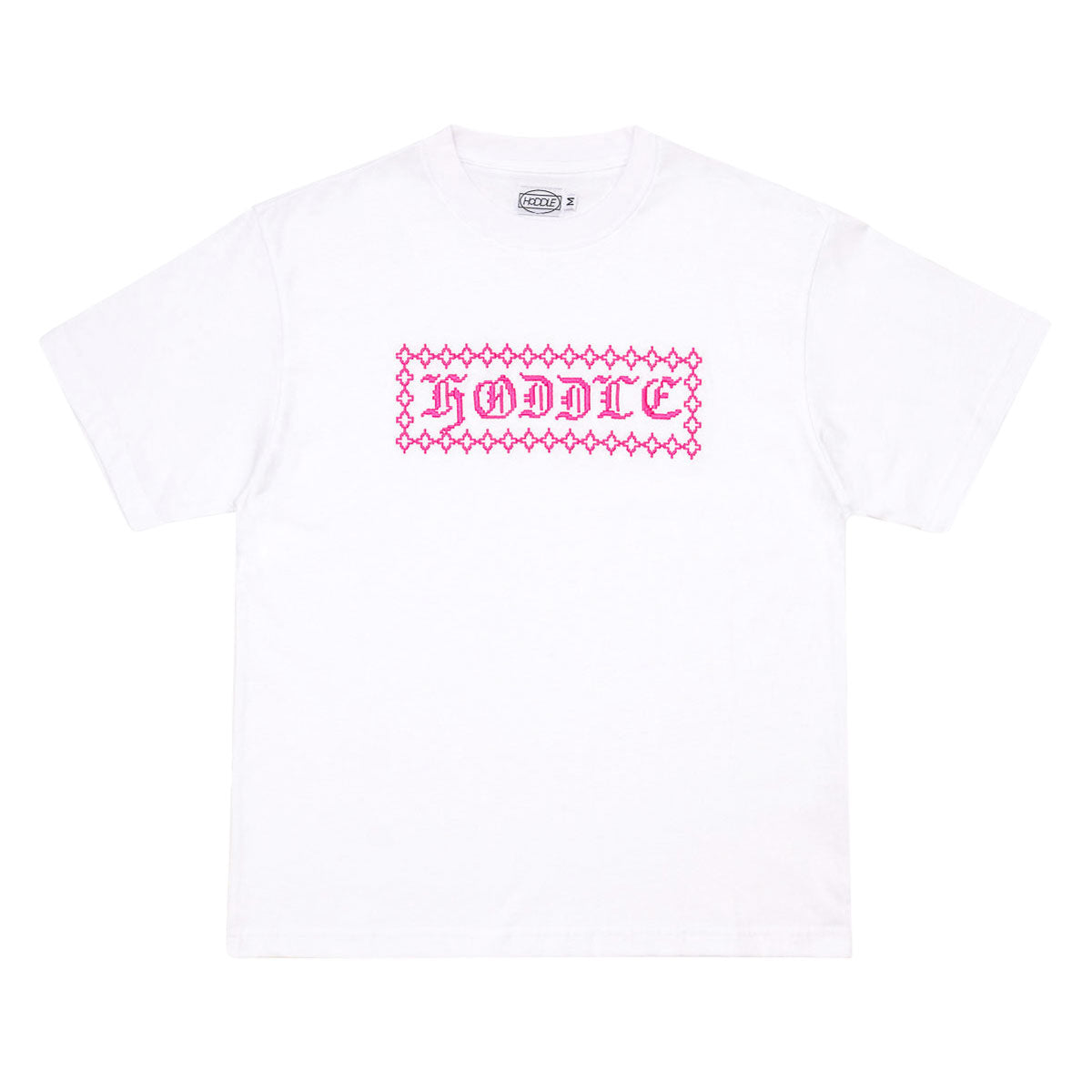 Hoddle Stich Logo T-Shirt - White/Pink image 1