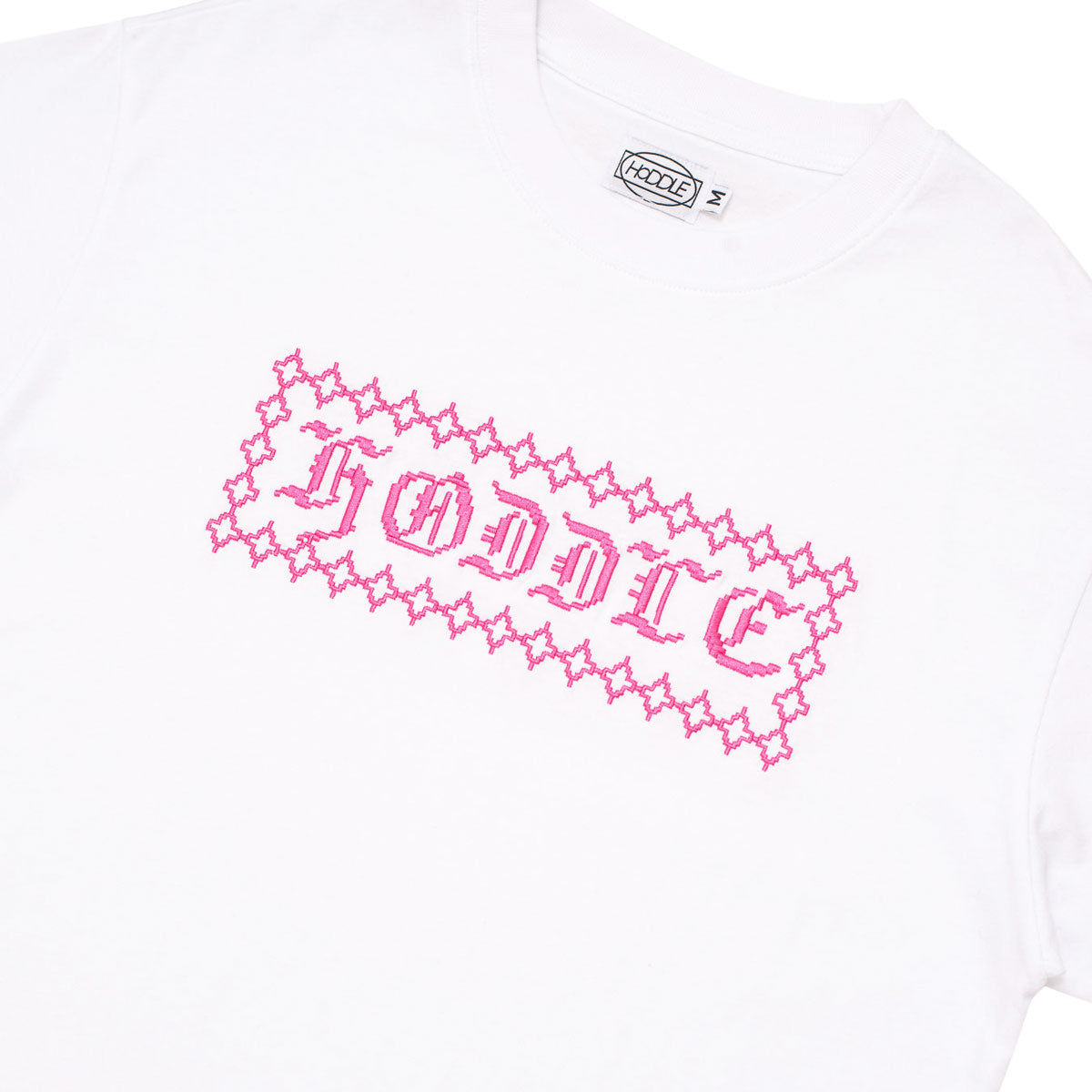 Hoddle Stich Logo T-Shirt - White/Pink image 2
