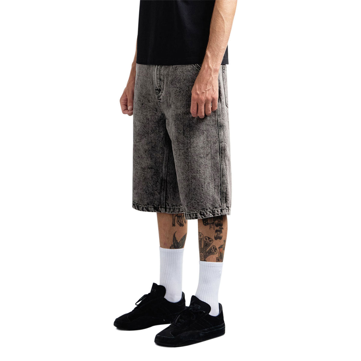 Passport Workers Club 3/4 Jean Shorts - Acid Grey image 2