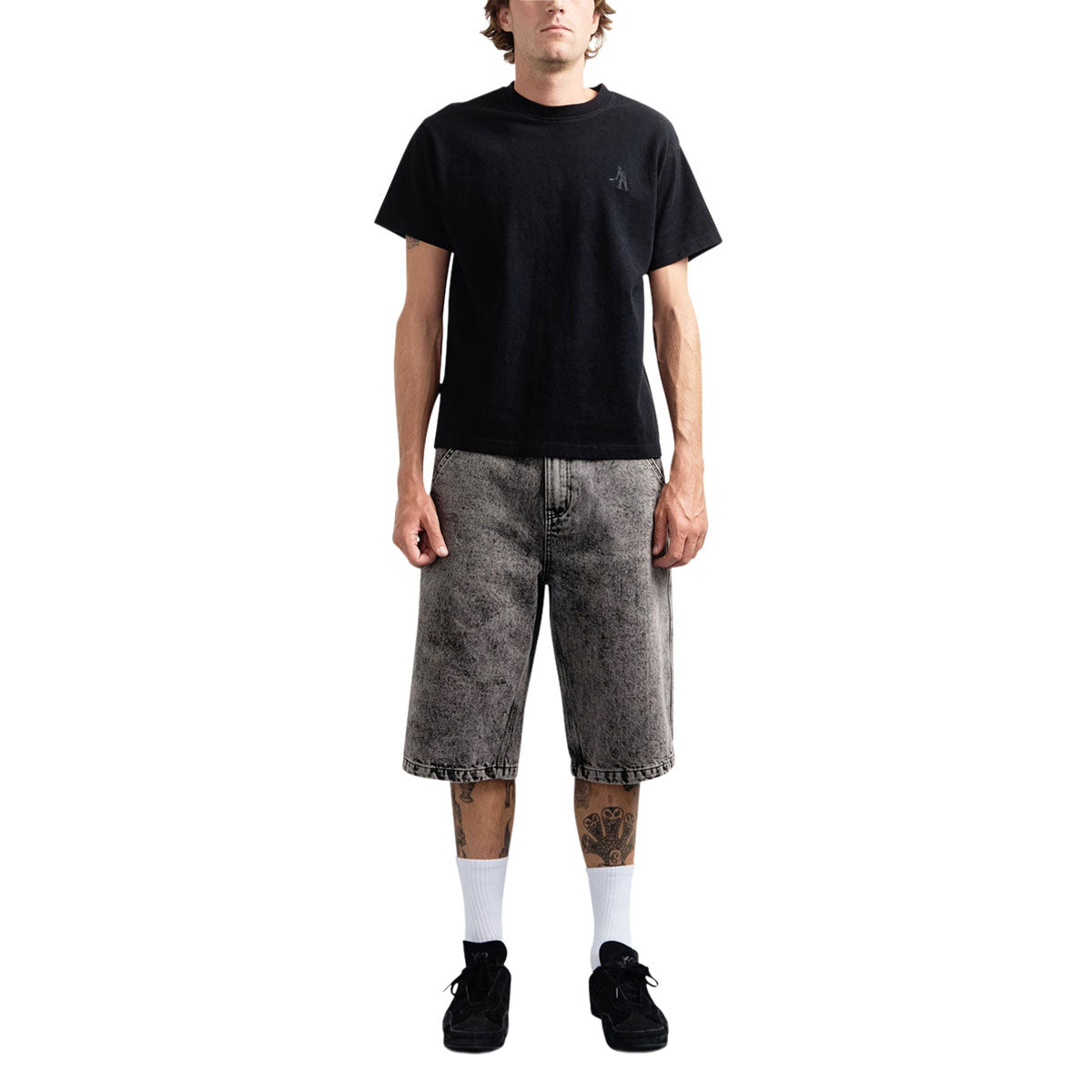 Passport Workers Club 3/4 Jean Shorts - Acid Grey image 4