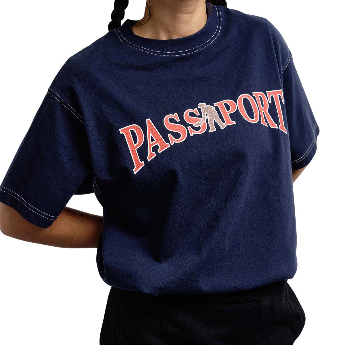 Passport Official Contrast T-Shirt - Washed Navy image 4