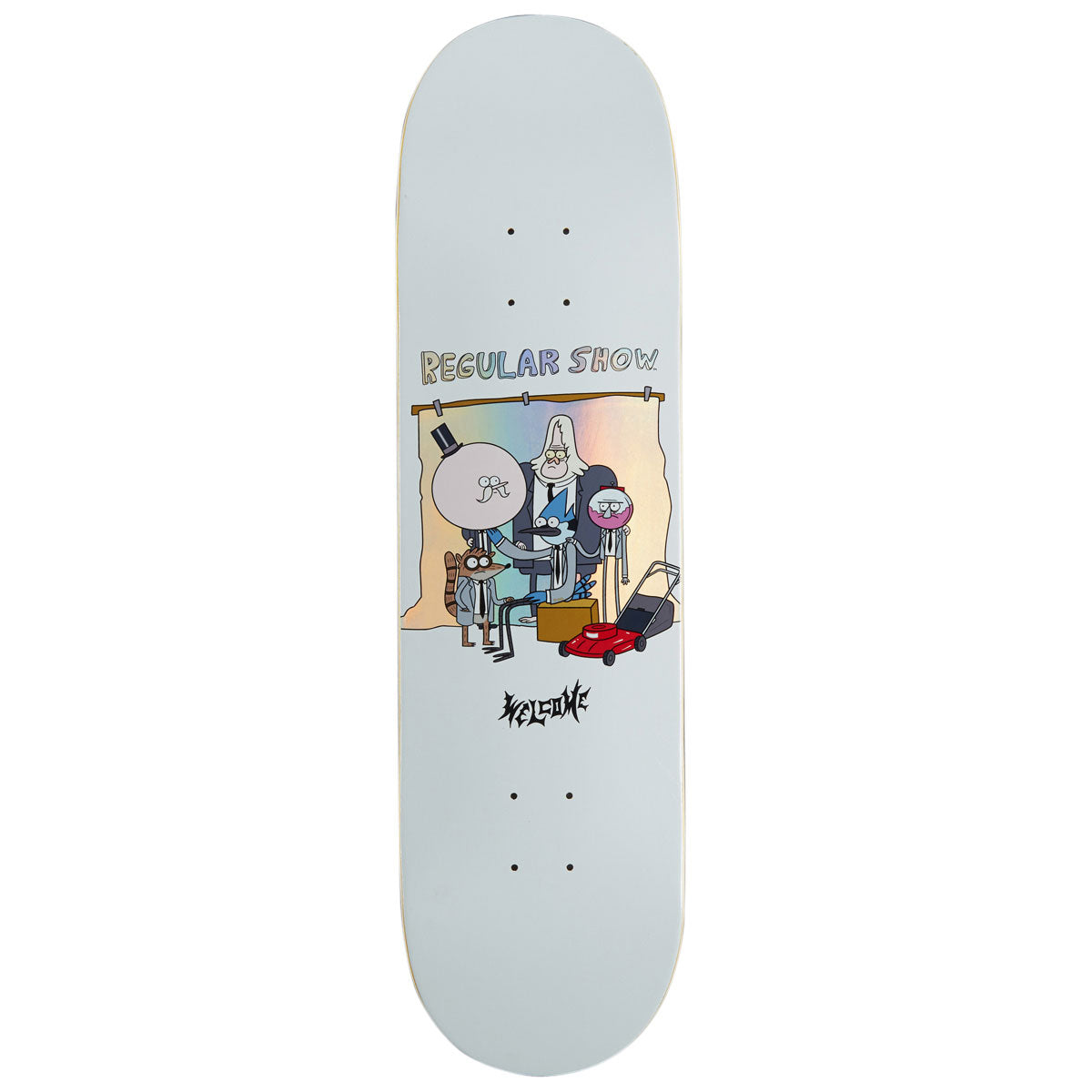 Welcome x Regular Show Group Skateboard Deck - White/Prism Foil - 8.50