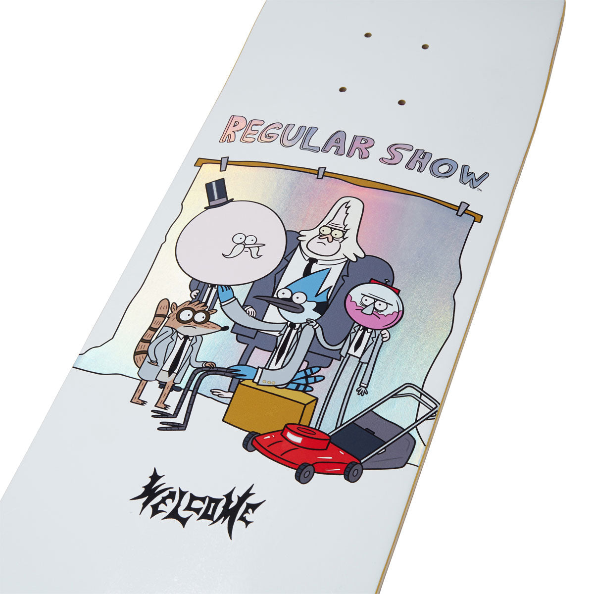 Welcome x Regular Show Group Skateboard Deck - White/Prism Foil - 8.50