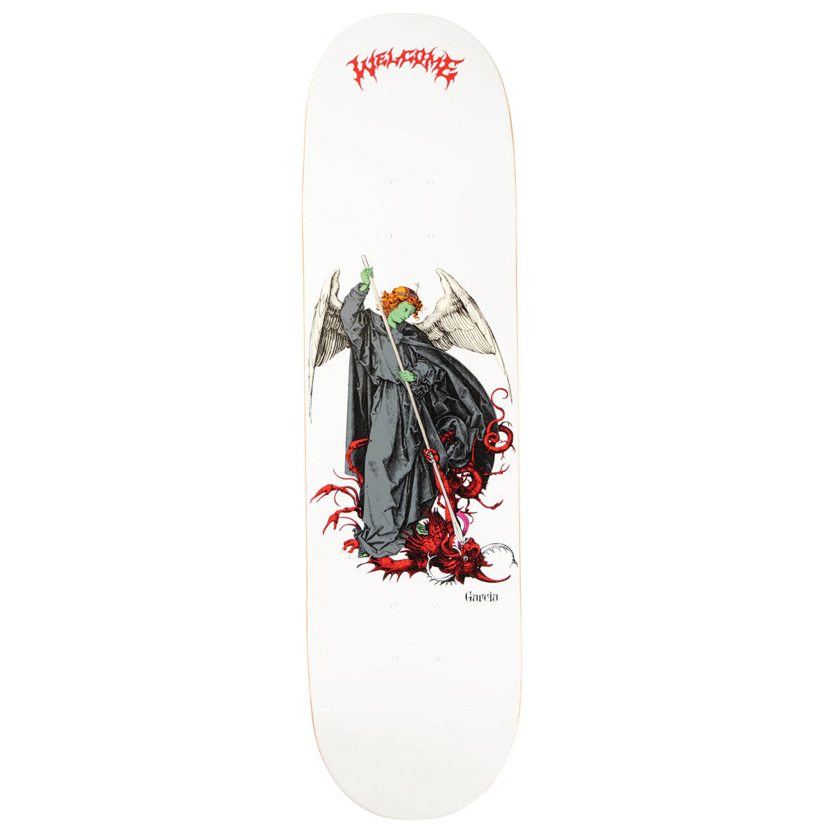 Welcome Spear Nick Garcia Skateboard Deck - White/Red - 8.50