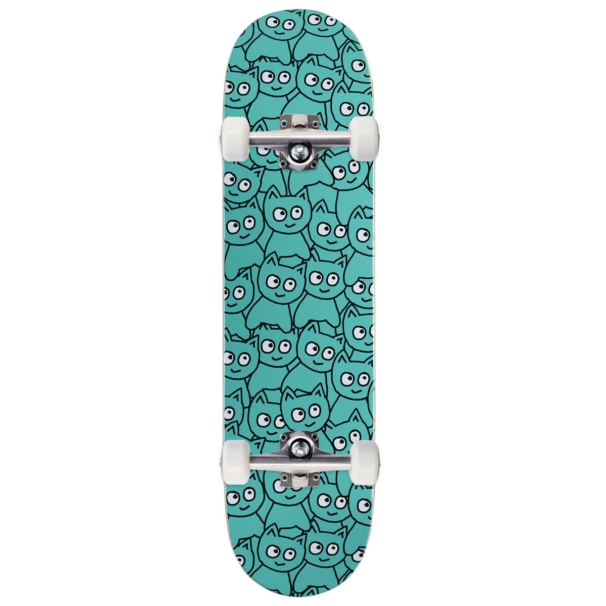 Meow Sticker Pile Skateboard Complete - Teal - 8.00
