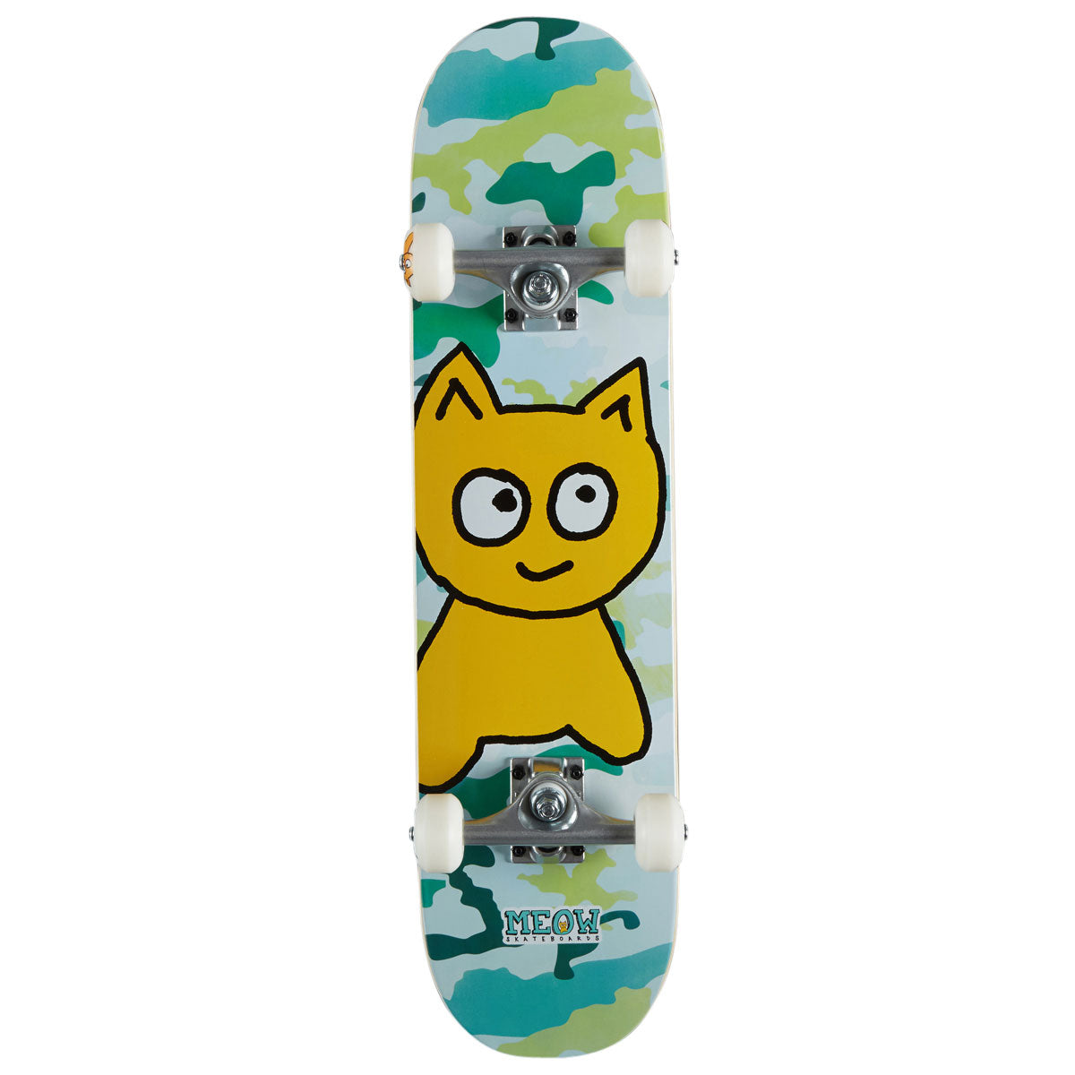 Meow Big Cat Soft Top Pre-Built Skateboard Complete - Camo Green - 7.25