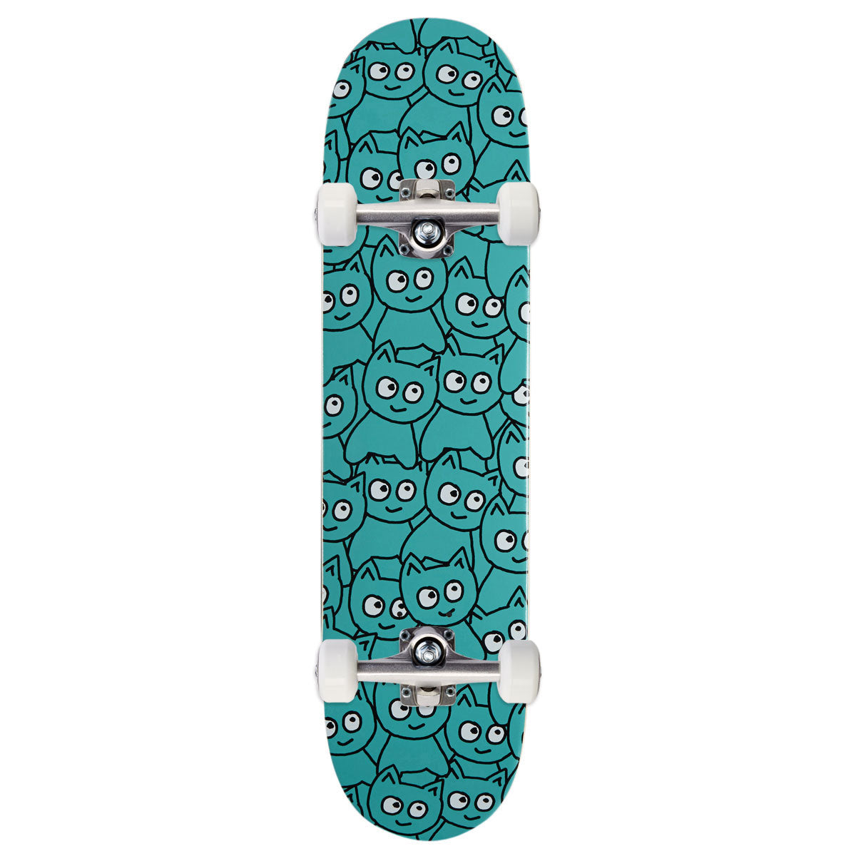 Meow Sticker Pile Skateboard Complete - Teal - 7.00