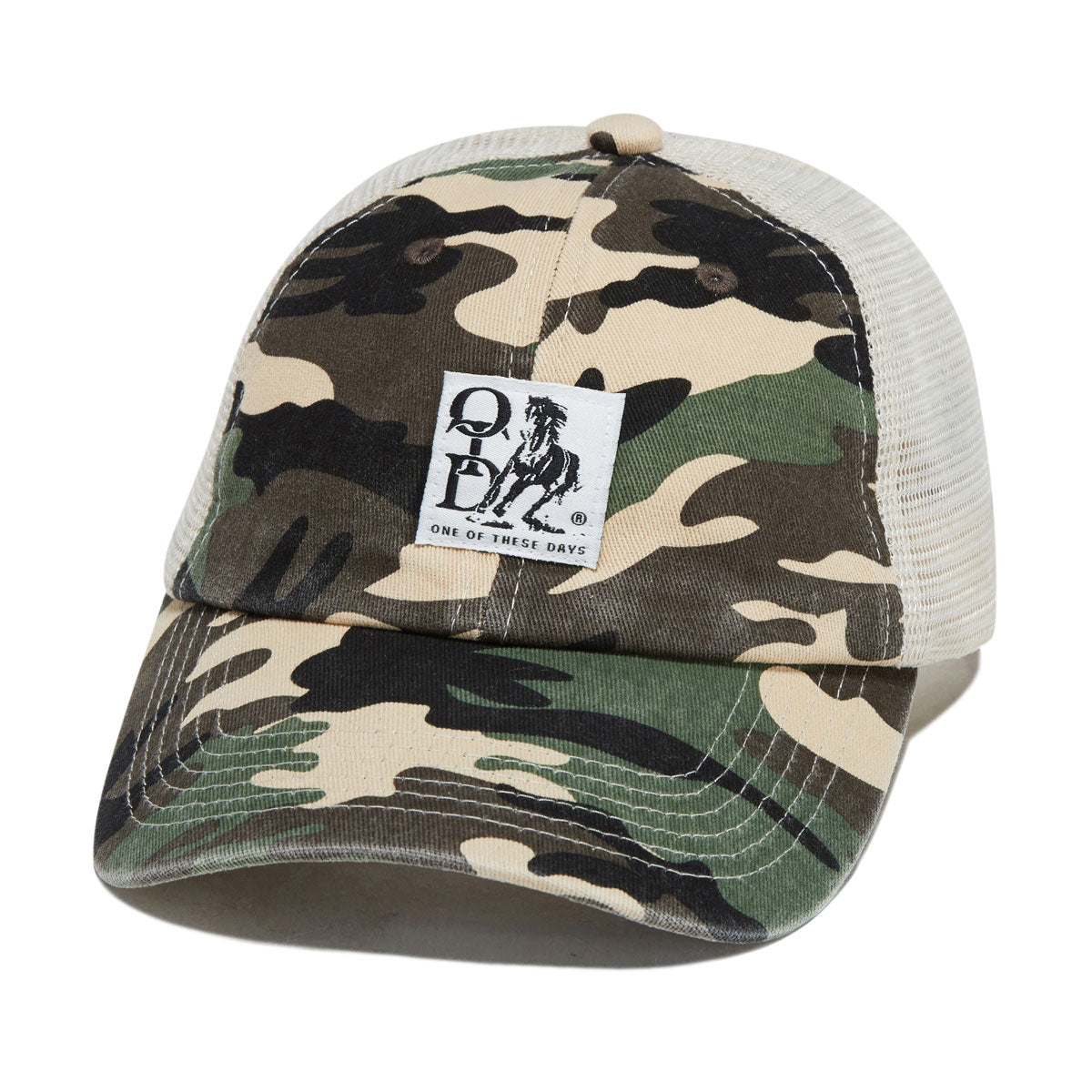 One Of These Days Woven Label Trucker Hat - Desert Camo image 1