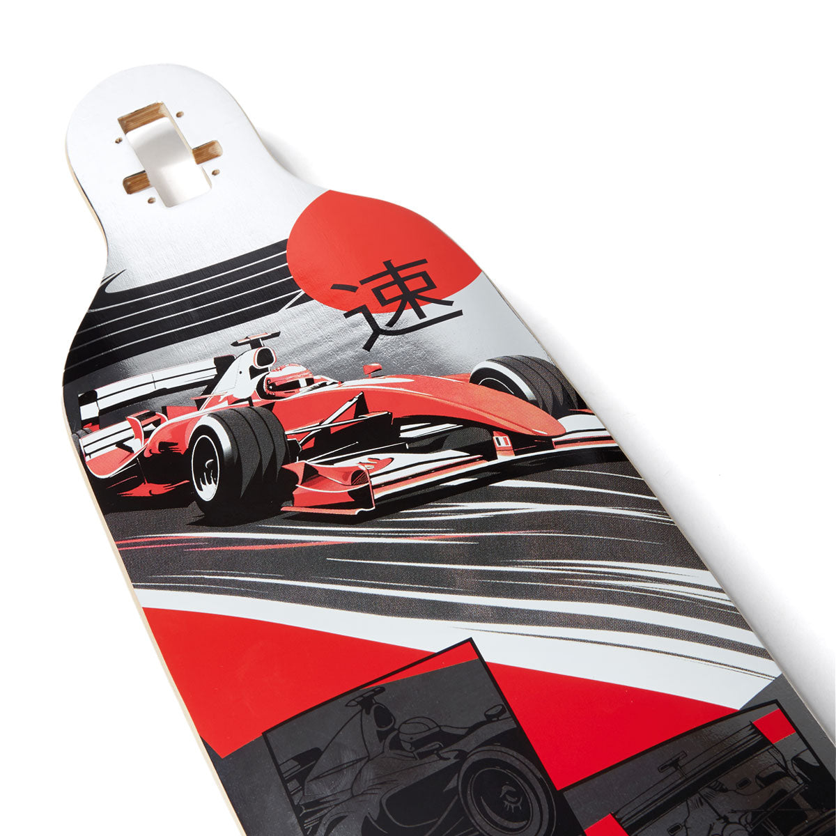 Daddies Race Car Drop Thru Longboard Deck - Silver Foil/Red image 3